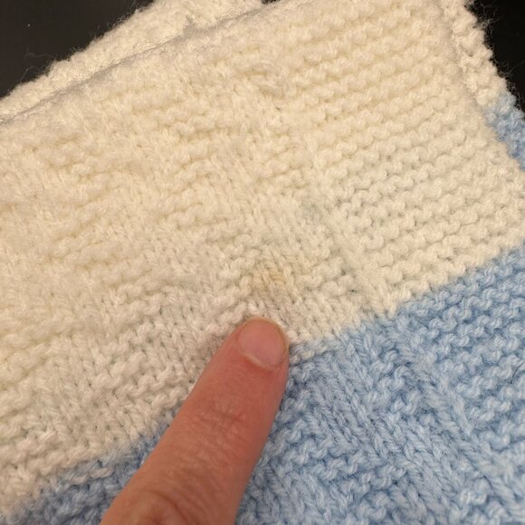 Vintage Pastel Striped Cable Knit Throw Blanket Handmade Retro Baby Nursery - Picture 5 of 7